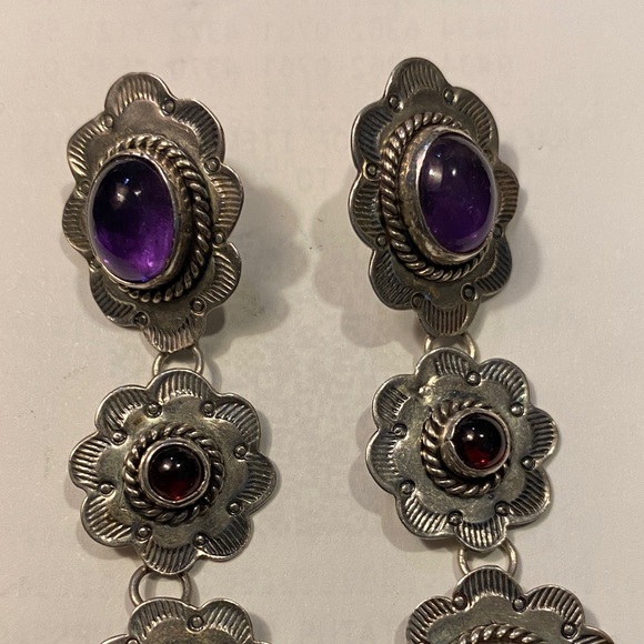 Nakai Navajo Sterling Silver, amethyst &  Lapis Lazuli Earrings - Picture 2 of 7